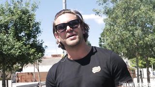 Public Jerking Off with a Fan