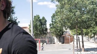 Public Jerking Off with a Fan