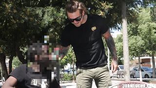 Public Jerking Off with a Fan