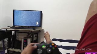 Perverted step Uncle covers his Little Niece's Eyes to put his Cock in her Mouth and make her Suck it