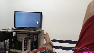 Perverted step Uncle covers his Little Niece's Eyes to put his Cock in her Mouth and make her Suck it