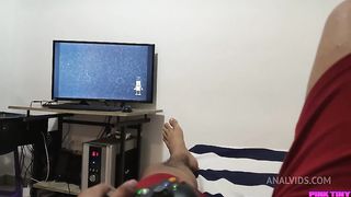 Perverted step Uncle covers his Little Niece's Eyes to put his Cock in her Mouth and make her Suck it