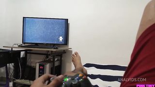 Perverted step Uncle covers his Little Niece's Eyes to put his Cock in her Mouth and make her Suck it