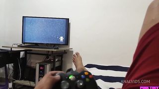 Perverted step Uncle covers his Little Niece's Eyes to put his Cock in her Mouth and make her Suck it