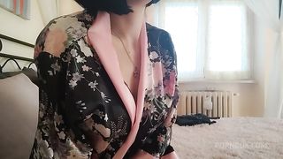 Chantal and her perfect ass as your stepmom with silk kimono