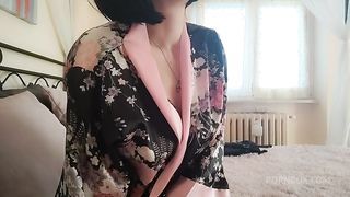 Chantal and her perfect ass as your stepmom with silk kimono