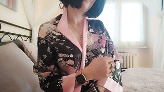 Chantal and her perfect ass as your stepmom with silk kimono