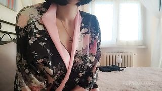 Chantal and her perfect ass as your stepmom with silk kimono