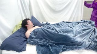 Stepmom helps stepson cum in the morning