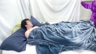 Stepmom helps stepson cum in the morning