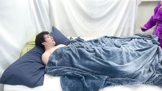 Stepmom helps stepson cum in the morning