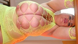 HUGE BOOBS IN FISHNET DRESS FROM BELOW