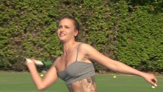 BUSTY LESBIANS SARAH VANDELLA AND APRIL BROOKES SUCK AND EAT EACH OTHER OUT IN THE POOL