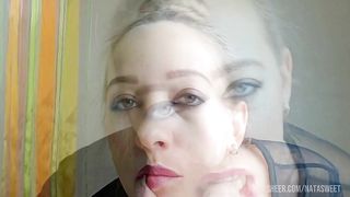 Sexy girl playing with my foreskin, licks frenulum and suck dick ! Hardcore blowjob and cum in mouth! Custom video! Full 4k 60fps POV by Nata Sweet