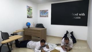 Threesome school with the miss Roxana
