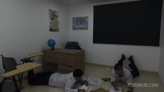 Threesome school with the miss Roxana