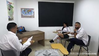 Threesome with nerd to appove class