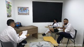 Threesome with nerd to appove class