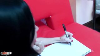 Sodomy on the sofa with the superb French woman with big breasts Naturals Ava Marteens