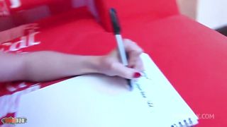 Sodomy on the sofa with the superb French woman with big breasts Naturals Ava Marteens