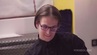 Nerdy boy was caught masturbating while preparing for exams