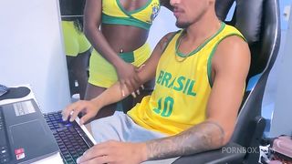 my hot neighbor was sad with the meltdown of brazil in the cup and came to console herself by sitting on the hard and thick dick