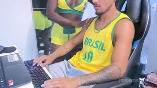 my hot neighbor was sad with the meltdown of brazil in the cup and came to console herself by sitting on the hard and thick dick
