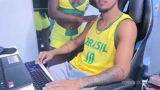 my hot neighbor was sad with the meltdown of brazil in the cup and came to console herself by sitting on the hard and thick dick