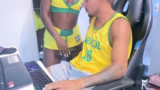 my hot neighbor was sad with the meltdown of brazil in the cup and came to console herself by sitting on the hard and thick dick