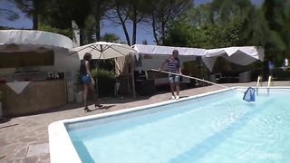 He was cleaning the pool but Jade have better plans for him