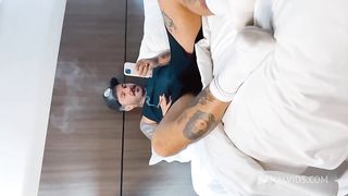 Hotel maid came in and liked what she saw.