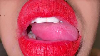 MOROCCO 18YO HOT GIRL LICKING HER MOUTH JUICY & ASMR MOVEMENTS TONGUE WITH RED LIPSTICK