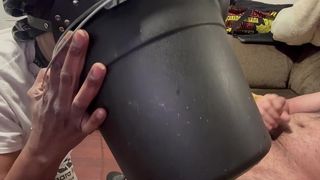 KNEELING WHORE FACEFUCKED DRINKING PUKE FROM BUCKET