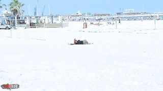 Anal sex at the beach with beautiful Spanish blonde MILF Tamara Dix