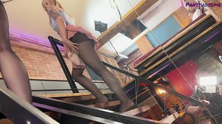 BLONDE TEEN FUCKS HER BOYFRIEND IN RIPPED BLACK SHEER TIGHTS