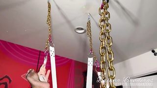 Master fuck his slut hung on Chains and Doggystyle sofa