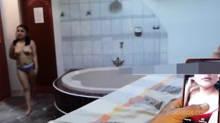 Stepsister begs for two big cocks to cum in her vagina