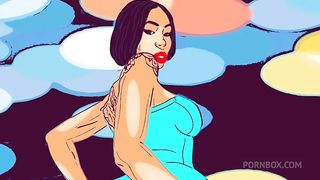 Delicious big booty TS Ashley Hunter's cartoon visual remix Ai style