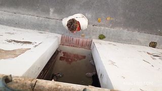 4k Double penetration blondie fucked on stairs