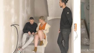 4k Double penetration blondie fucked on stairs