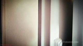 Under the skirt without panties - Karina sexy blonde coffee time
