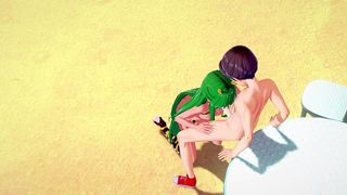 LUM AND ATARU BLOWJOB ON THE BEACH