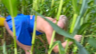 OUTDOOR STRAP ON FUCKING IN CORNFIELD WITH HUGE DILDO