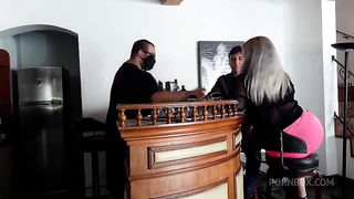 Blonde babe fucked in the bar