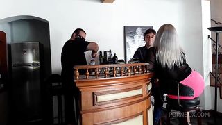Blonde babe fucked in the bar