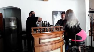Blonde babe fucked in the bar