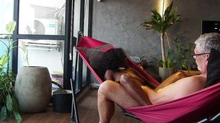 EBONY MILF FUCKING IN A HAMMOCK FOR THE FIRST TIME MAKE ME CUM TO QUICKLY