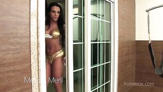 A muscular trans take this huge dick in her ass