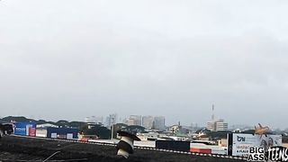 While I'm going to wash my clothes on the roof, my uncle is waiting for me to fuck