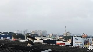 While I'm going to wash my clothes on the roof, my uncle is waiting for me to fuck